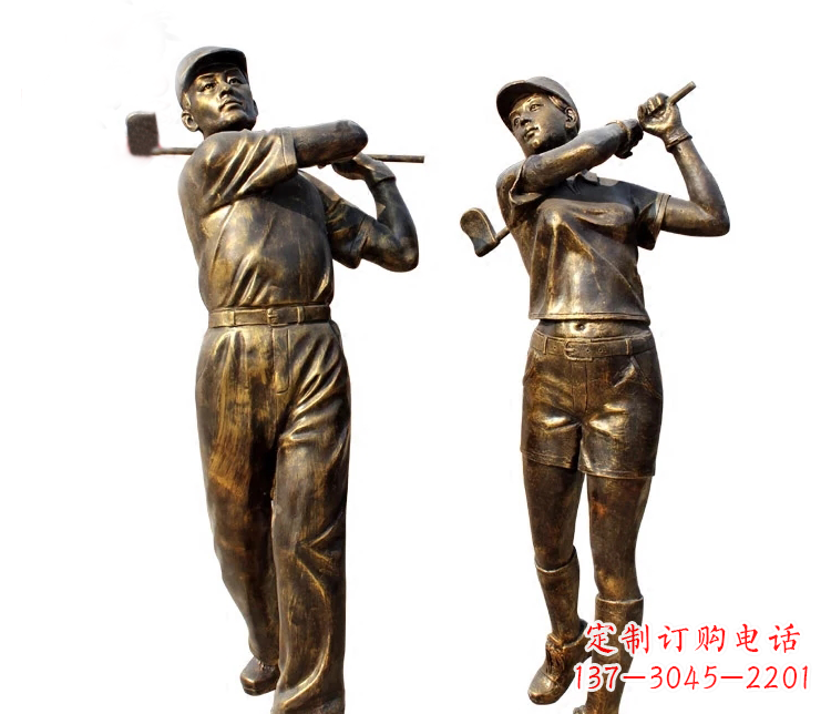 张掖公园打高尔夫人物铜雕