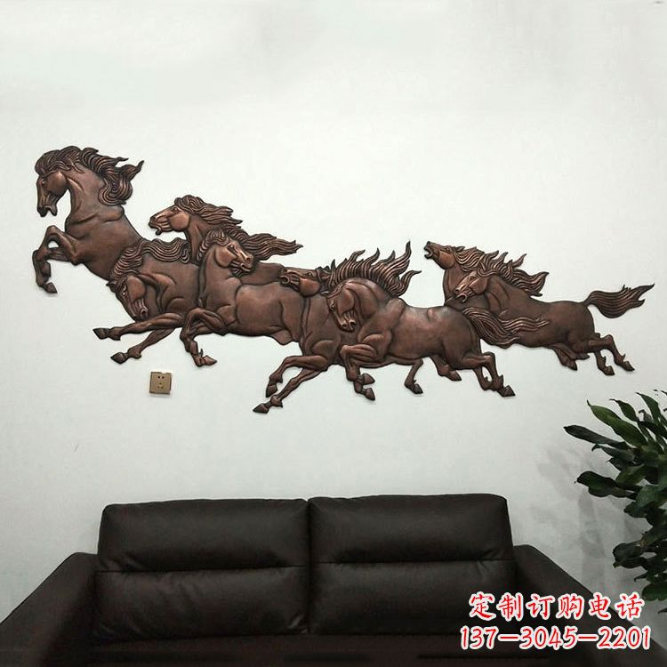 张掖紫铜马儿浮雕装饰画