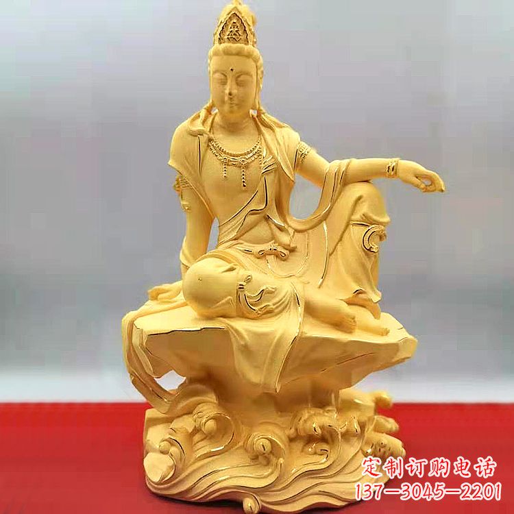 张掖自在观音纯铜镀金雕塑