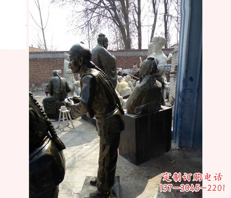 张掖作揖的店小二铜雕