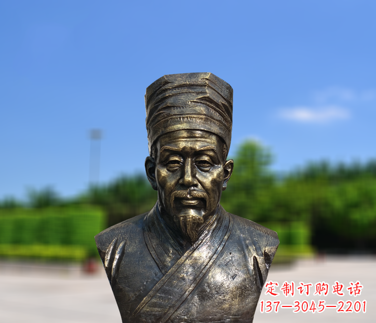张掖名医李时珍半身像铜雕